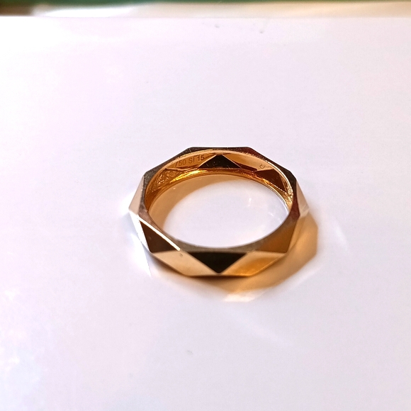 18K Yellow Gold Ring Geometric Trapezoid Size 7 Unisex Band...